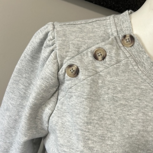 GREY STATE Brooke Puff Long Sleeve Sweatshirt Button Shoulders Size 2 Medium - Picture 4 of 16